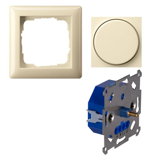 LED-Dimmer Universaldimmer 3-250W als Komplettset mit Gira-Standard 55 cremeweiß glänzend Phasenanschnitt und Phasenabschnitt von LED's light