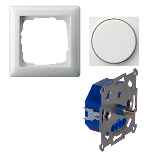 LED-Dimmer Universaldimmer 3-250W als Komplettset mit Gira-Standard 55 reinweiß glänzend Phasenanschnitt und Phasenabschnitt von LED's light