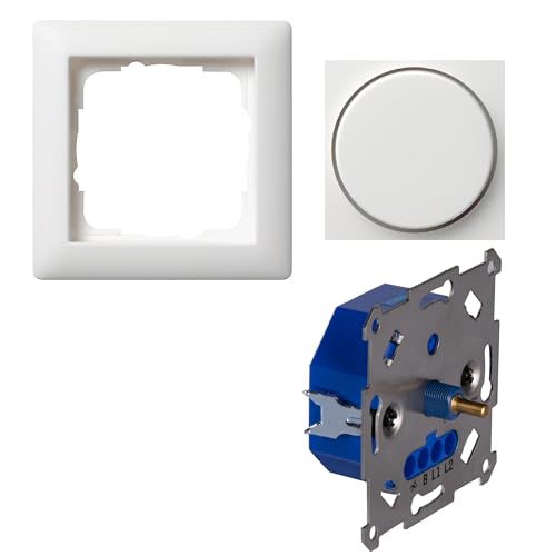 LED-Dimmer Universaldimmer 3-250W als Komplettset mit Gira-Standard 55 reinweiß seidenmatt Phasenanschnitt und Phasenabschnitt von LED's light