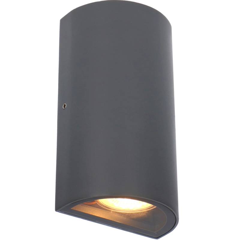 LED`s light Außen-Wandleuchte Halbrund 2-flammig 9 cm x 5,5 cm x 16 cm Schwarz von LED`s light