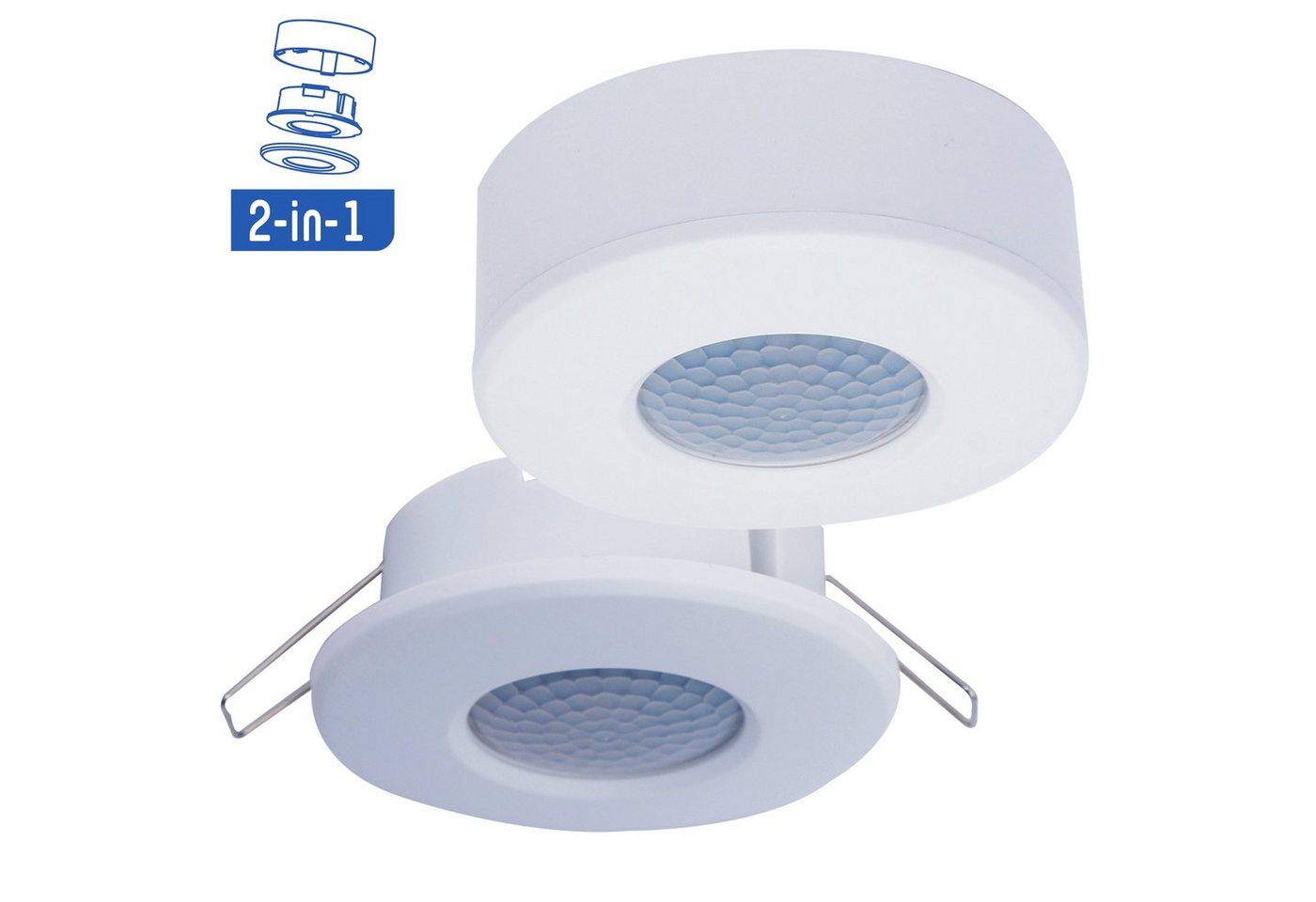 LED's light Bewegungsmelder 0190117 Bewegungsmelder, weiß 360° 2-in-1 Deckeneinbau oder Aufputzmontage von LED's light