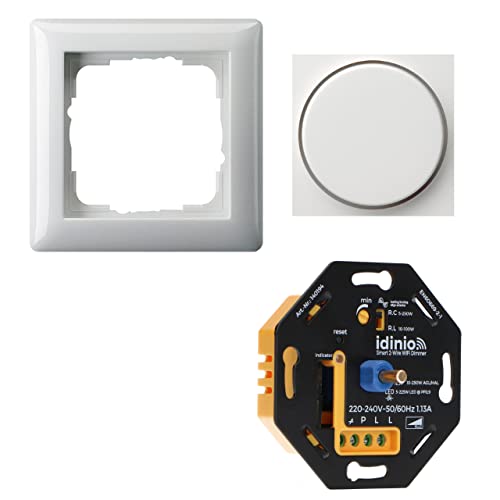 idinio Smart Universaldimmer als Komplettset mit Gira-Standard 55 reinweiß glänzend, Phasenabschnitt, Phasenanschnitt, bis 250W von LED's light