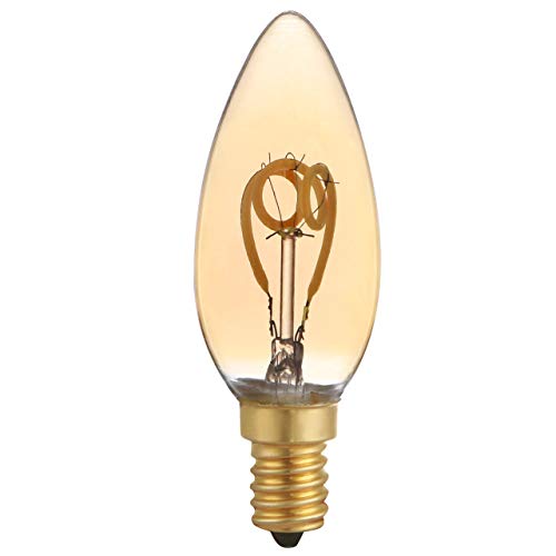 proventa® LED-Filament-Kerze | dimmbar | E14 | 3 Watt | Einzelwendel | 1.800 K | Bernstein | Form C35 | LED-Leuchtmittel | Dekolampe | Vintage | Retro von LED's light