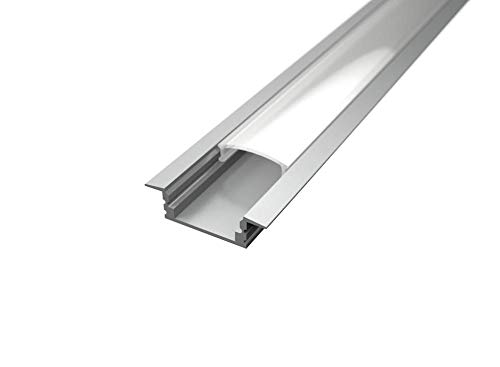 4x 200cm (8m) Alu Profil für LED Streifen inkl. Opal Abdeckung milchig (einbau t seicht) von LED24.cc