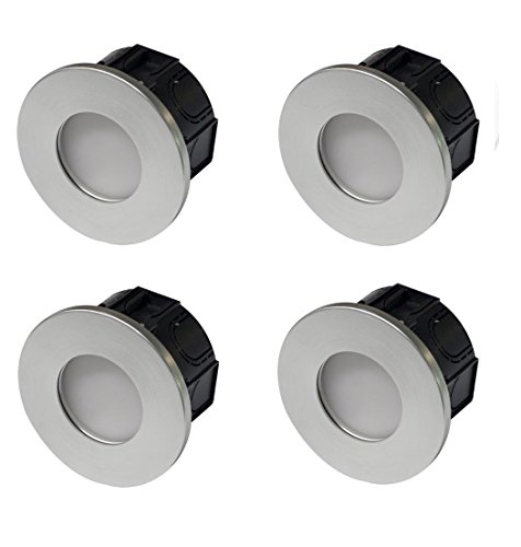 4x 3w LED Wandleuchte Einbauleuchte für 68 / 60mm ISO Unterputzdose Leuchte/Hohlwanddose Stiegenbeleuchtung Unterputz Deckenleuchte Lampe (silber dimmbar) von LED24.cc