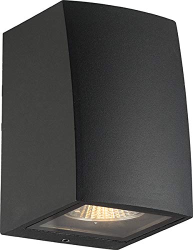 LED24.cc GU10 Design Up or Down Außenwandleuchte, schwarzes Aluminium, Anthrazit, für LED- oder Halogenlampenlicht, Außenwandleuchte, IP54, Single Flood von LED24.cc