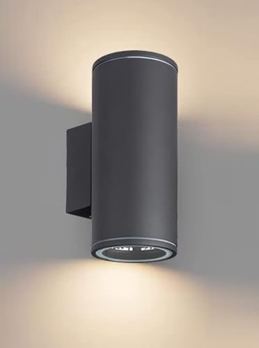 LED24.cc GU10 Up and Down Außenleuchte, runde Wandleuchte, Aluminium, Anthrazit, für LED- oder Halogenlampen, Up & Down Light, Innen- und Außenbereich, 1457, rund von LED24.cc