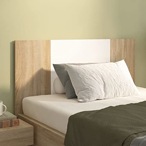 LEDAMP Kopfteil für Bett, Weiß und Sonoma-Eiche, 120 x 1,5 x 80 cm, aus Holz, mit Farbe: Weiß und Sonoma-Eiche von LEDAMP