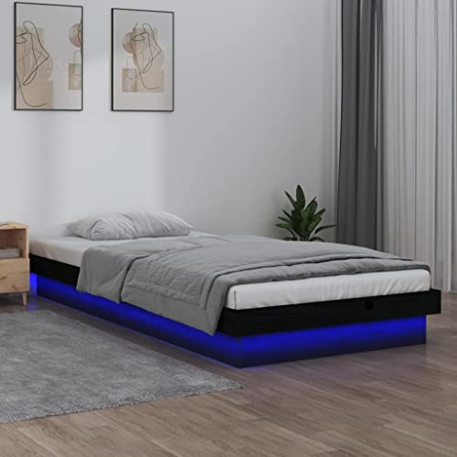 LEDAMP Möbel, Betten, LED-Bettgestell, schwarz, 90 x 200 cm, Massivholz, Zubehör, Betten von LEDAMP