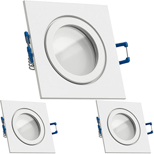 LEDANDO 3er IP44 LED Einbaustrahler Set Weiß mit LED GU10 Markenstrahler 5W - warmweiss - 120° Abstrahlwinkel - Feuchtraum/Badezimmer - 35W Ersatz - A+ - LED Spot 5 Watt - Einbauleuchte eckig von LEDANDO