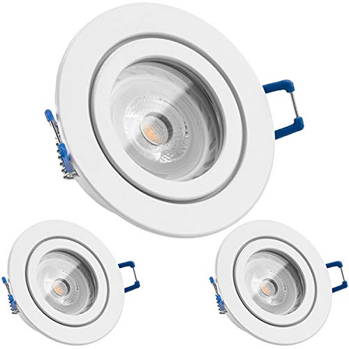LEDANDO 3er IP44 LED Einbaustrahler Set Weiß mit LED GU10 Markenstrahler 7W - warmweiss - 30° Abstrahlwinkel - Feuchtraum/Badezimmer - 50W Ersatz - A+ - LED Spot 7 Watt - Einbauleuchte rund von LEDANDO