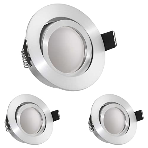 LEDANDO 3er LED Einbaustrahler Set Aluminium matt mit LED GU10 Markenstrahler 5W - warmweiss - 120° Abstrahlwinkel - schwenkbar - 35W Ersatz - A+ - LED Spot 5 Watt - Einbauleuchte LED von LEDANDO