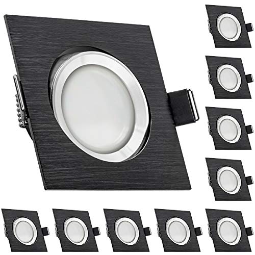 LEDANDO 10er LED Einbaustrahler Set Bicolor (chrom/schwarz) mit LED GU10 Markenstrahler 5W DIMMBAR - warmweiss - 110° Abstrahlwinkel - schwenkbar - 35W Ersatz - A+ - LED Spot 5 Watt - Einbaule von LEDANDO