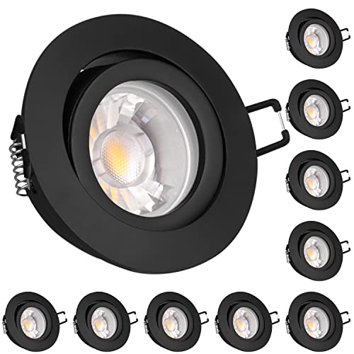 LEDANDO 10er LED Einbaustrahler Set schwarz matt - 7W LED GU10 Deckenstrahler - Spots - Deckenspots - Deckspot von LEDANDO