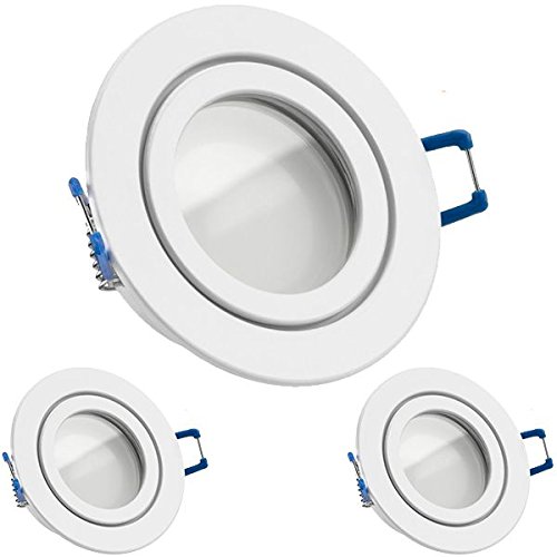 LEDANDO 3er IP44 LED Einbaustrahler Set Weiß mit LED GU5.3 / MR16 Markenstrahler 5W - warmweiss - 110° - Feuchtraum/Badezimmer - A+ - LED Spot 5 Watt - Spritzwasserschutz von LEDANDO