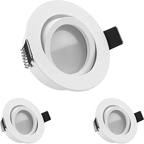 LEDANDO 3er LED Einbaustrahler Set extra flach in weiß matt mit 5W Leuchtmittel 3000K warmweiß - 120° Abstrahlwinkel - 35W Ersatz - rund von LEDANDO