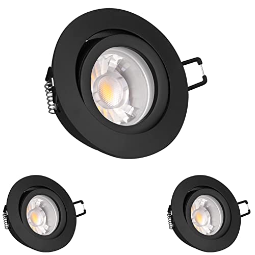 LEDANDO 3er LED Einbaustrahler Set schwarz matt - 7W LED GU10 Deckenstrahler - Spots - Deckenspots - Deckspot von LEDANDO