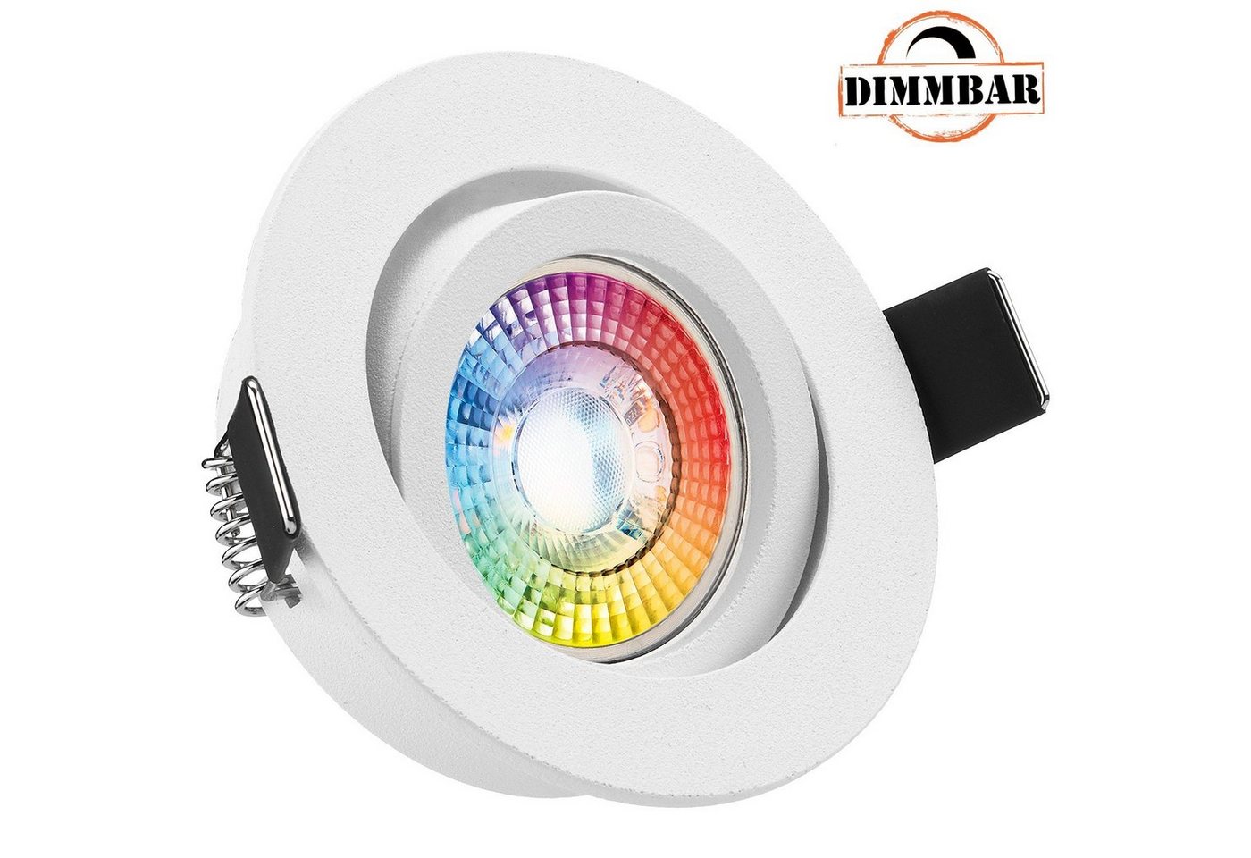 LEDANDO LED Einbaustrahler »RGB LED Einbaustrahler Set extra flach in weiß matt mit 3W LED von LEDANDO - 11 Farben + Warmweiß - inkl. Fernbedienung - dimmbar« von LEDANDO