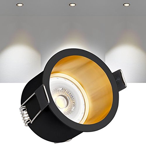 LEDANDO LED Einbaustrahler Set Schwarz/Gold mit 4000K LED GU10 Markenstrahler 7W - neutralweiss - 30° Abstrahlwinkel - 50W Ersatz - LED Spot 7 Watt - Einbauleuchte LED tageslichtweiss von LEDANDO