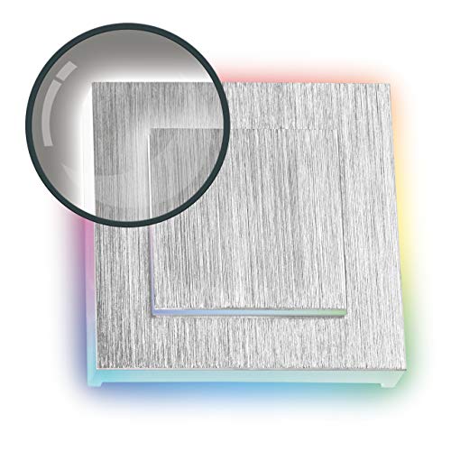 LEDANDO RGB LED Treppenbeleuchtung DUPLEX aus Aluminium in eckig für Schalterdoseneinbau 60/68mm - 11 Farben + Kaltweiß + dimmbar von LEDANDO