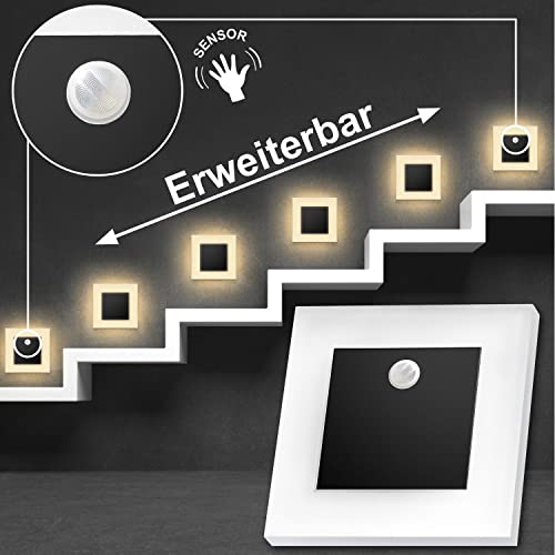 LEDANDO Set LED Treppenbeleuchtung Warmweiß 3000K inklusive zwei Einheiten mit Bewegungsmelder und 15W Trafo, Set:10er Set inkl. 2 x Sensor von LEDANDO