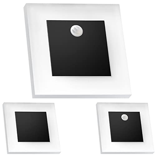 LEDANDO Set LED Treppenbeleuchtung Neutralweiß 4000K inklusive zwei Einheiten mit Bewegungsmelder und 15W Trafo - schwarz, Set:3er Set inkl. 2 x Sensor von LEDANDO