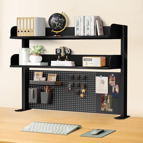 LEDBEL 100cm Klemmbare Schreibtisch Organizer, 3-Lagiges übergroßes Aufbewahrungsregal mit 20 Zubehörteilen für Büro-Desktop, Spielewand, Werkzeugwand (Schwarz, 100cm) von LEDBEL