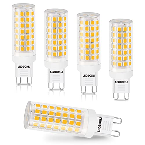 LEDBOKLI G9 LED Lampe Warmweiß 8W 3000K - entspricht 80W Halogenlampe, G9 Glühbirne 700 Lumen, kein Flackern, Nicht Dimmbar, 360° Abstrahlwinkel, AC 220-240V, Enegiesparende kleine Birne, 5er Pack von LEDBOKLI