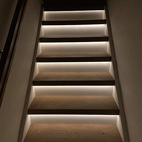 LEDChampion LED Treppenstufenbeleuchtung mit Bewegungssensoren| Warmweißes Licht 2700K | 130cm | Komplettset für 10-16 Stufen | (kabelloser Luxus 4-Zonen Dimmer (RF), 10 Stufen) von LEDChampion