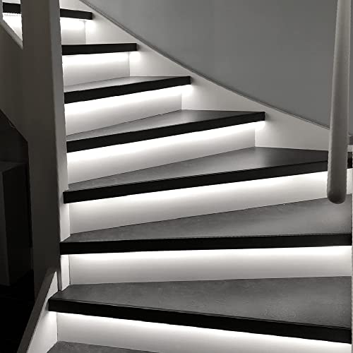 Rexlight® | Moderne LED-Treppenstufenbeleuchtung | Drahtlos RF-Dimmer | 130cm LED-Streifen | Komplettset für max. 16 Stufen | Neutralweiß 4.000K | Bewegungsmelder erhältlich von LEDChampion