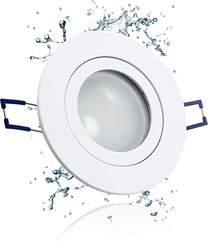 LEDFULL® Premium LED Bad Einbaustrahler Weiß IP44 230V GU10 Spot Warmweiß 5W - Hell & Sparsam/Deckenstrahler Aussenbereich geeignet von LEDFULL
