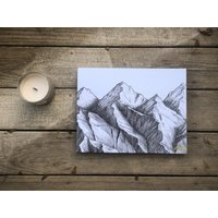 Mountains Medium | 14 "x11" Signierter Leinwand Kunstdruck | Skizze Von Jen Ledger von LEDGERARTWORK