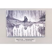 Shadows X-Large | 20 "X 30 " Leinwand Kunstdruck | Skizze Von Jen Ledger von LEDGERARTWORK