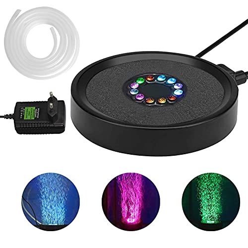 LEDGLE LED Bubble Aquarium, Beleuchtung Runde Aquarium Air Bubbler Licht, Lichtpumpe RGB Beleuchtung Aquariumbeleuchtung mit Auto 24 Farbwechsel LEDs, Stones Zubehör Dekoration Aquarium Pumpe von LEDGLE