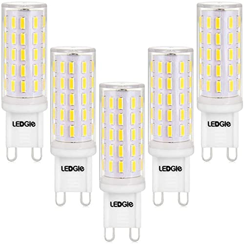 LEDGLE G9 LED Lampen Kein Flimmern, Nicht Dimmbar, 6W ersetzt 60W Halogenlampen, 420LM, Kaltweiß 6000K,5er Pack von LEDGLE