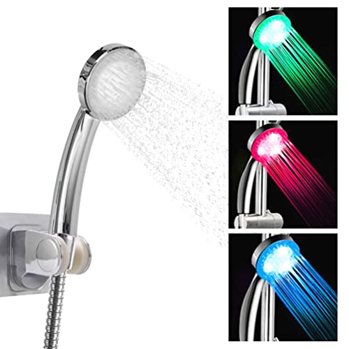 LEDGLE LED Duschkopf mit Schlauch, Duschbrause Handbrause mit 3 Farben Temperaturkontrolle Farbwechsel, Wassersparend Druckerhöhend Universal Brausekopf Halterung Ohne Bohren von LEDGLE