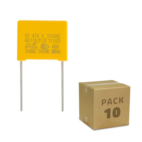 LEDKIA LIGHTING - Anti-Flicker LED-Kondensatoren 10er Pack | Verhindert Flackern bei LED-Lampen | 0,47uF 310V AC | Für Schalter mit Mindestlast, Gelb, 35x18x8.5 mm von LEDKIA LIGHTING