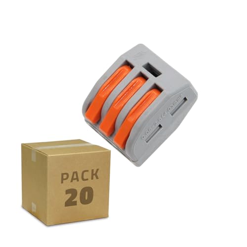 LEDKIA LIGHTING 20 Pack Schnellverbinder PCT-213 mit 3 Eingängen für Elektrokabel von 0,08–4 mm² Grau von LEDKIA LIGHTING