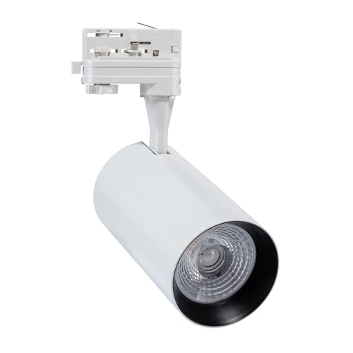 LEDKIA LIGHTING - LED Strahler Vulcan | 30W für 3-Phasenstromschienen | Kaltweiß 5000K | 3000 lm Lichtstrom | COB-Technologie | Flexibles Beleuchtungssystem, Weiß, 1er Pack, PC Material von LEDKIA LIGHTING