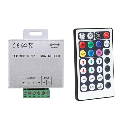 LEDKIA LIGHTING - Controller für RGB LED-Streifen | Dimmbar 12/24V | RF-Fernbedienung mit 28 Tasten | Anpassung von Lichtintensität, Farbe & Geschwindigkeit | 80x64x24mm von LEDKIA LIGHTING