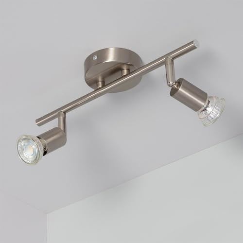 LEDKIA LIGHTING Deckenleuchte Aluminium Ausrichtbar 2 Strahler Oasis Silber 135x315xØ90 mm Silber GU10 Aluminium für Wohnzimmer, Küche, Schlafzimmer von LEDKIA LIGHTING