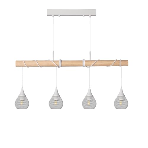 LEDKIA LIGHTING Hängeleuchte Holz und Metall Monah 1350x900 mm Weiß E27 Aluminium für Wohnzimmer, Küche, Schlafzimmer von LEDKIA LIGHTING