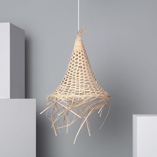 LEDKIA LIGHTING Hängeleuchte Rattan Koni 400xØ400 mm Natürlich Rattan für Wohnzimmer, Küche, Schlafzimmer von LEDKIA LIGHTING