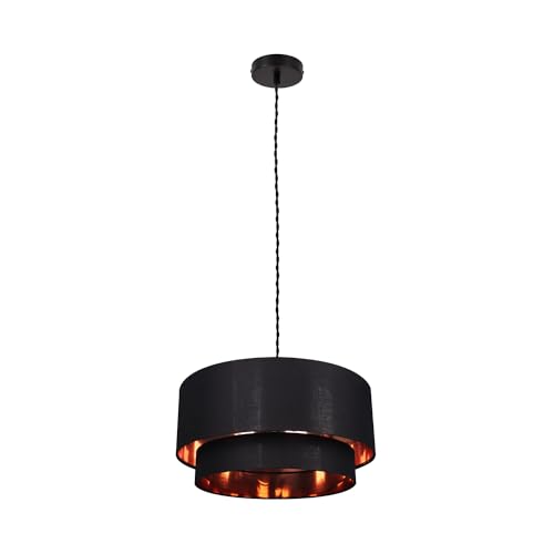 LEDKIA LIGHTING - Hängeleuchte Reflect Duo | Elegantes Design | Verstellbare Länge | E27 Fassung | Vielseitige Raumbeleuchtung, Schwarz, Textil von LEDKIA LIGHTING