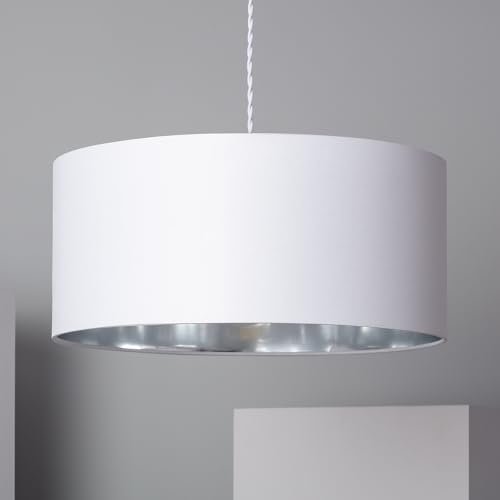 LEDKIA LIGHTING - Hängeleuchte Reflect | E27 Fassung für vielseitige Beleuchtung | Modernes Design für Wohnzimmer, Küche, Schlafzimmer | Einstellbare Länge, Weiß, Textil von LEDKIA LIGHTING
