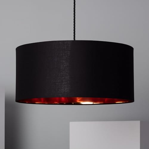 LEDKIA LIGHTING Hängeleuchte Textil Reflect Ø450x200 mm Schwarz E27 Textil für Wohnzimmer, Küche, Schlafzimmer von LEDKIA LIGHTING