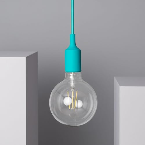 LEDKIA LIGHTING Hängeleuchte Rubik 1540xØ40 mm Türquis E27 Silikon für Wohnzimmer, Küche, Schlafzimmer von LEDKIA LIGHTING