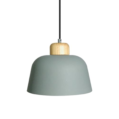 LEDKIA LIGHTING - Hängeleuchte aus Metall und Holz Wawak | Elegantes Design | Vielseitige E27-LED-Optionen | Ideal für Wohnzimmer, Küche, Schlafzimmer, Seladongrün, Holz von LEDKIA LIGHTING