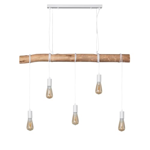 LEDKIA LIGHTING - Hängeleuchte Yagis | Modernes Design | Verstellbare Länge | E27-Birne Kompatibel | Für Wohnzimmer, Küche, Schlafzimmer, Esszimmer | Weiß, Metall von LEDKIA LIGHTING