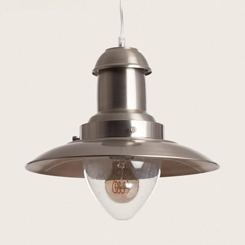 LEDKIA LIGHTING Hängeleuchte aus satiniertem Nickel Fisherman 295xØ325 mm Nickel Glass für Wohnzimmer, Küche, Schlafzimmer von LEDKIA LIGHTING